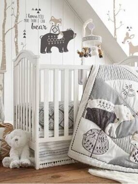 Levtex Bailey Woodland Animal nursery Crib Set with Mobile and Lamp